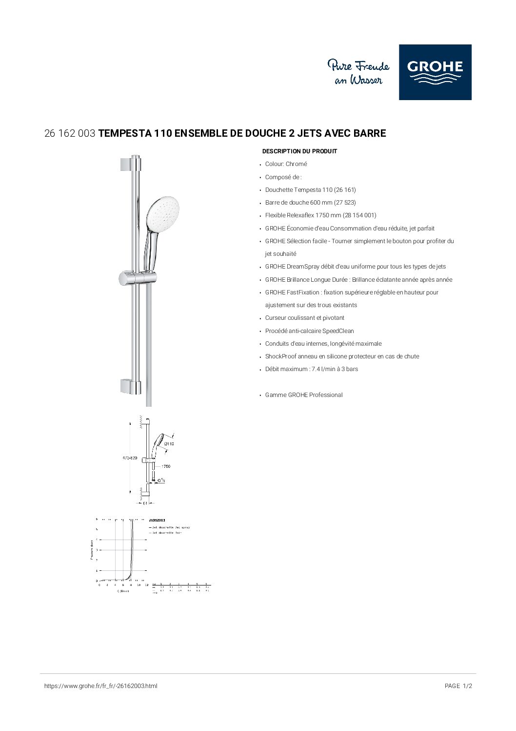 Ensemble de douche – GROHE – Tempesta 110