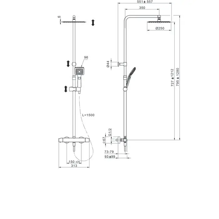 Colonne de douche – SIDER – Thermo-Festival – Douche de tête carrée SIDER